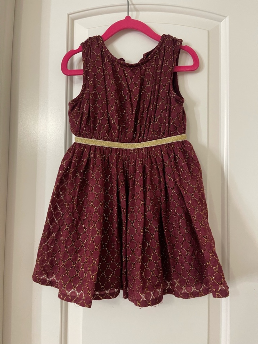 🎀 Cat & Jack Burgundy Party Dress with Gold Belt